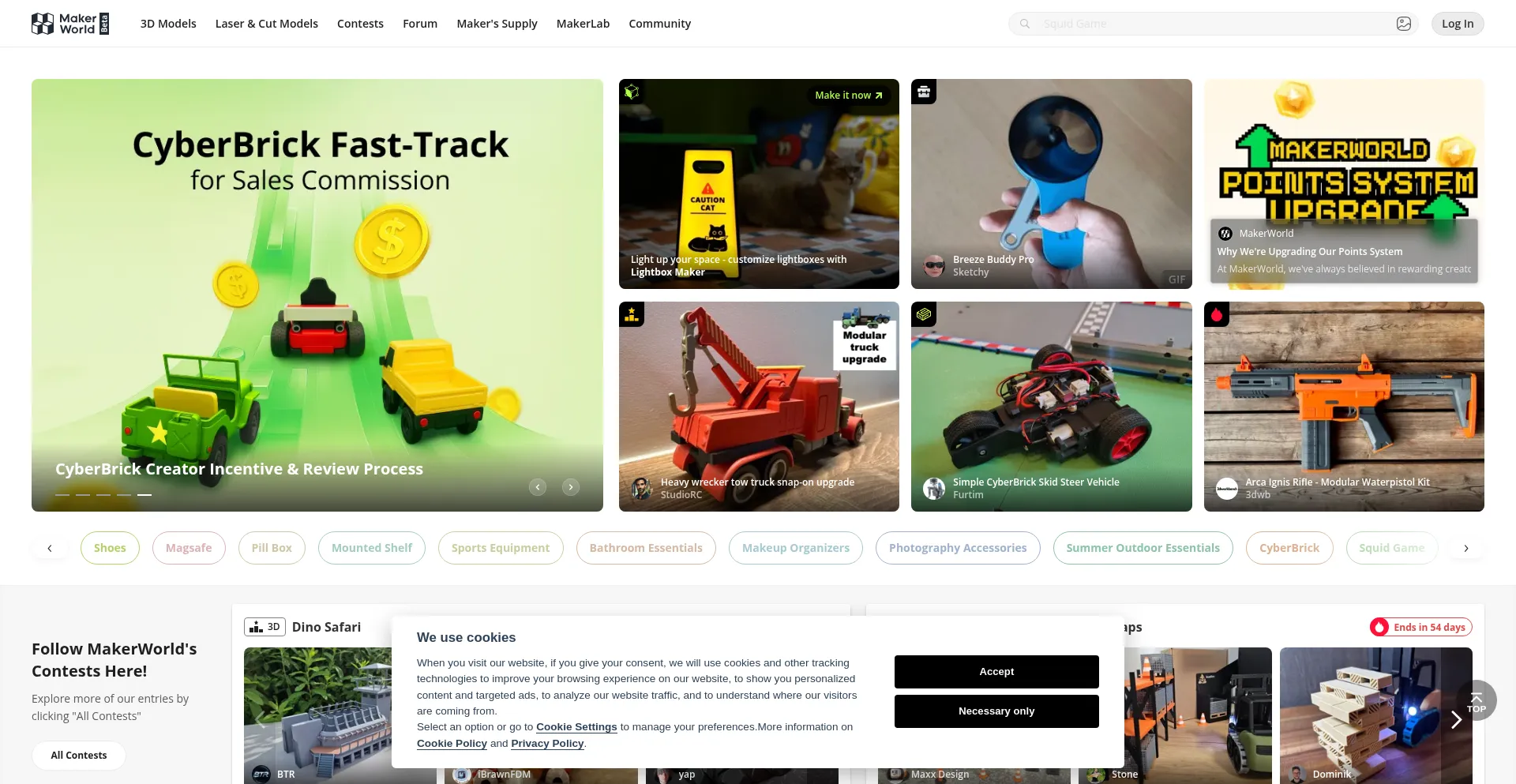 Website screenshot of Makerworld.com