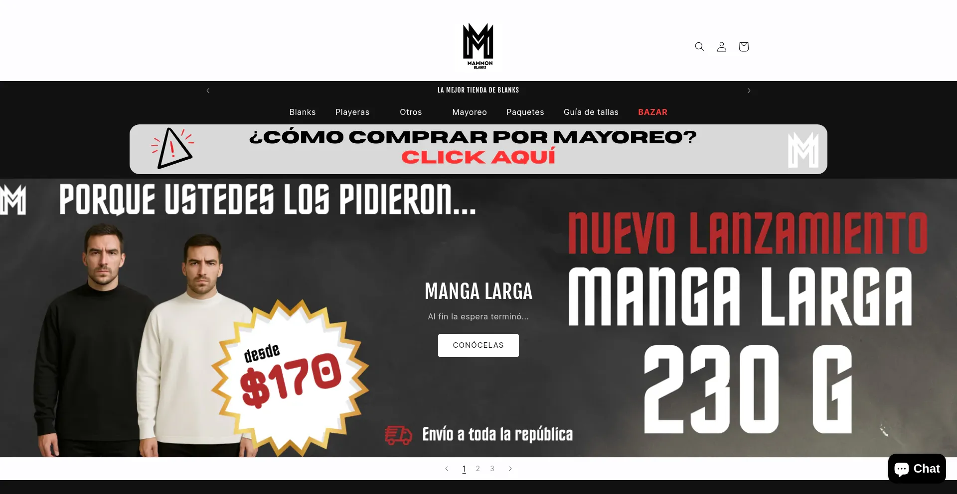 Website screenshot of Mammonblanks.com
