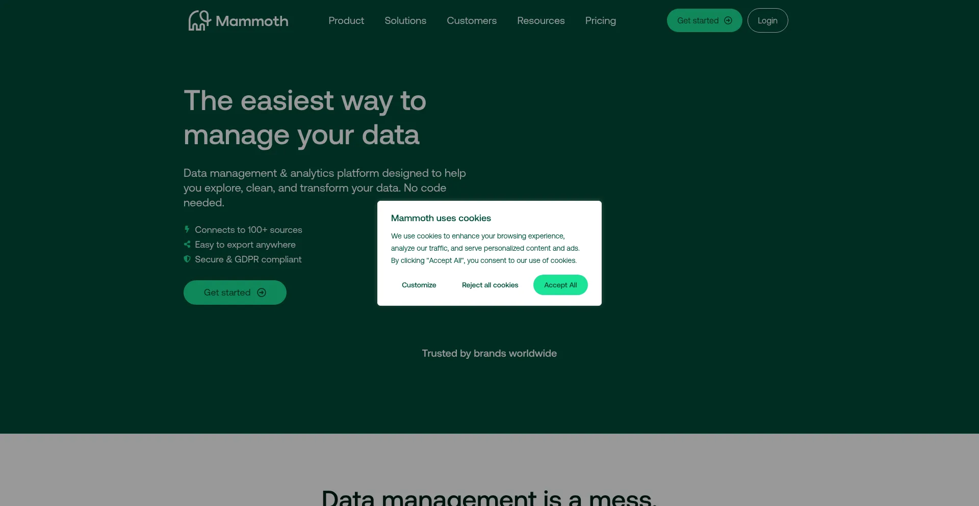 Website screenshot of Mammoth.io