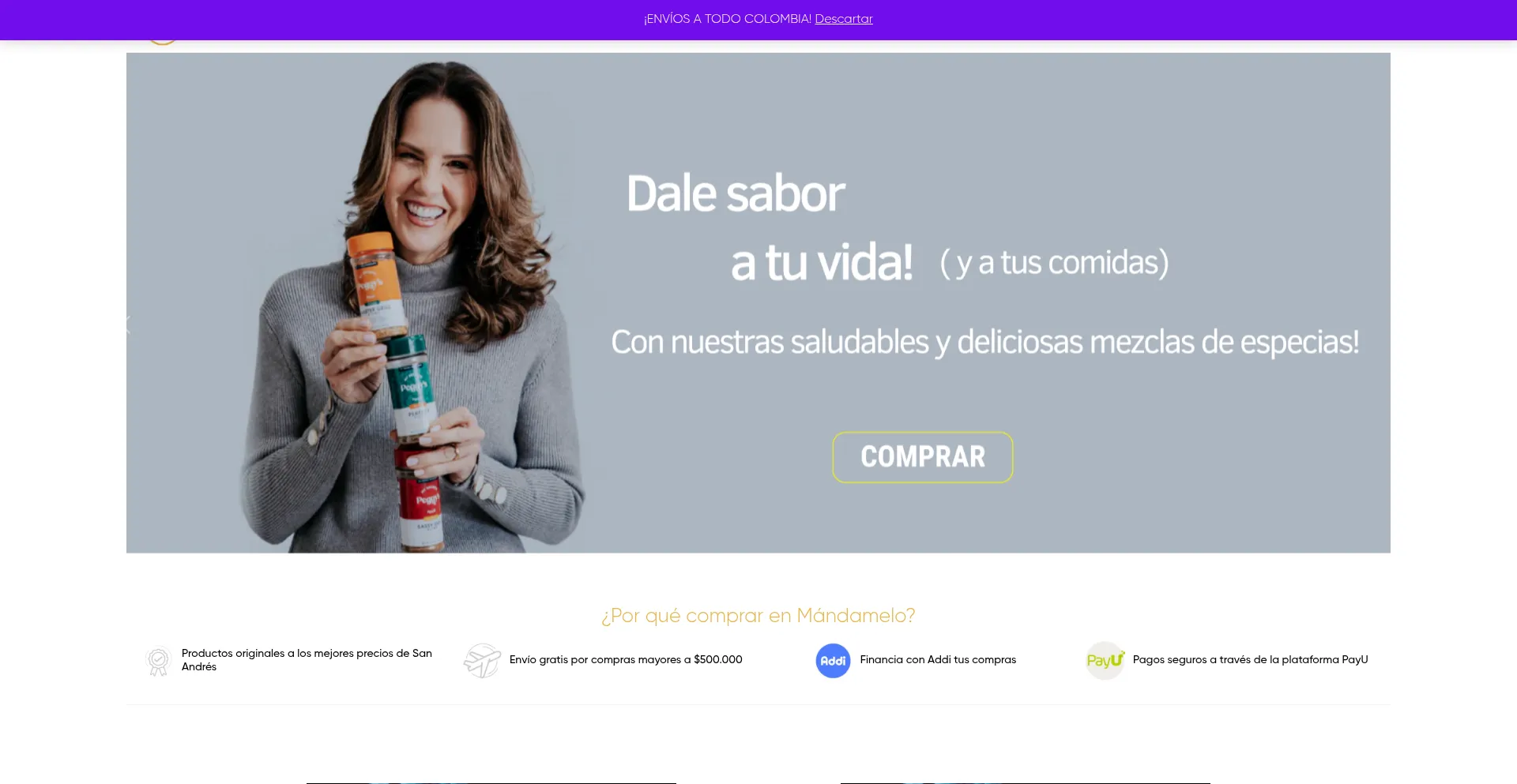Website screenshot of Mandamelo.com.co