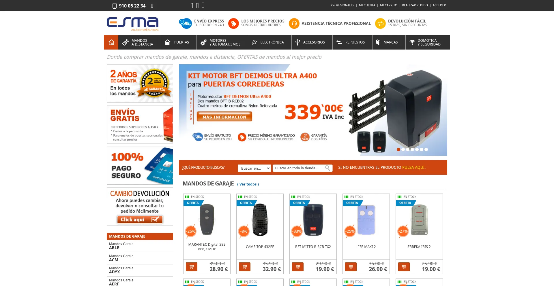Website screenshot of Mandos-esma.es