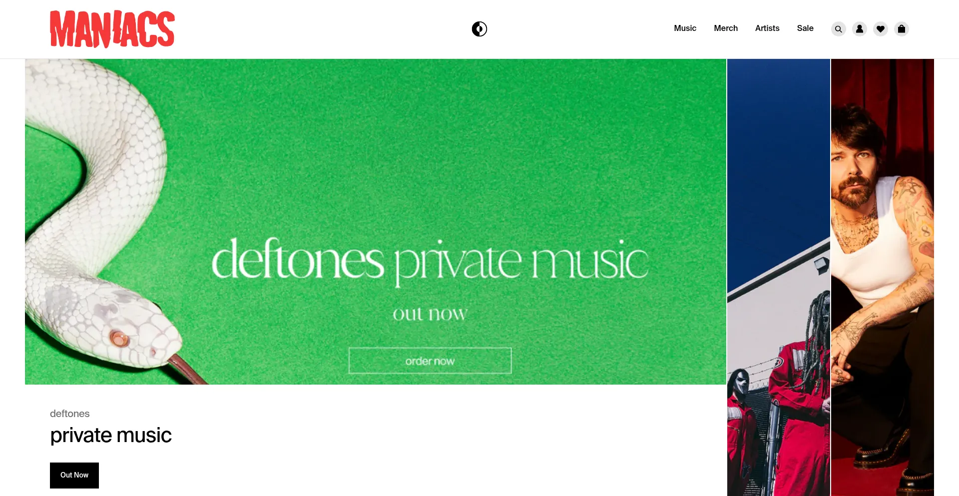 Website screenshot of Maniacsonline.com.au
