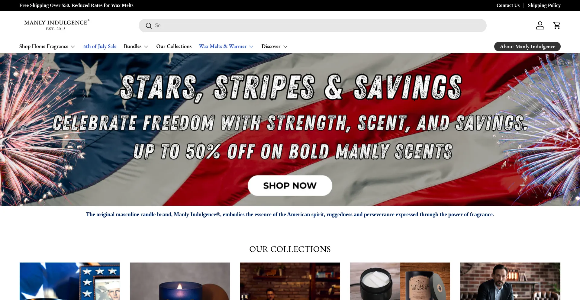 Website screenshot of Manlyindulgence.com