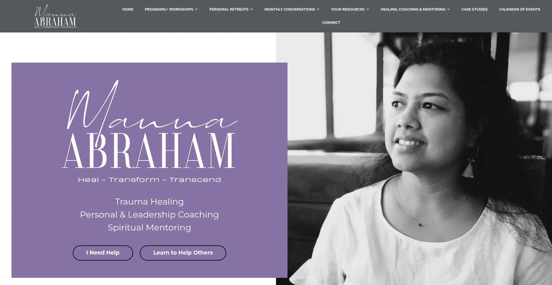 Website screenshot of Mannaabraham.com
