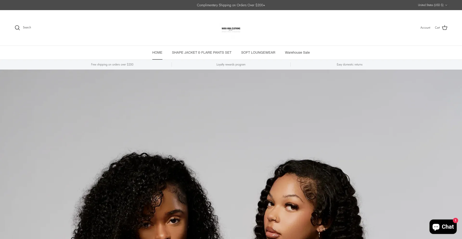 Website screenshot of Marammaclothing.com