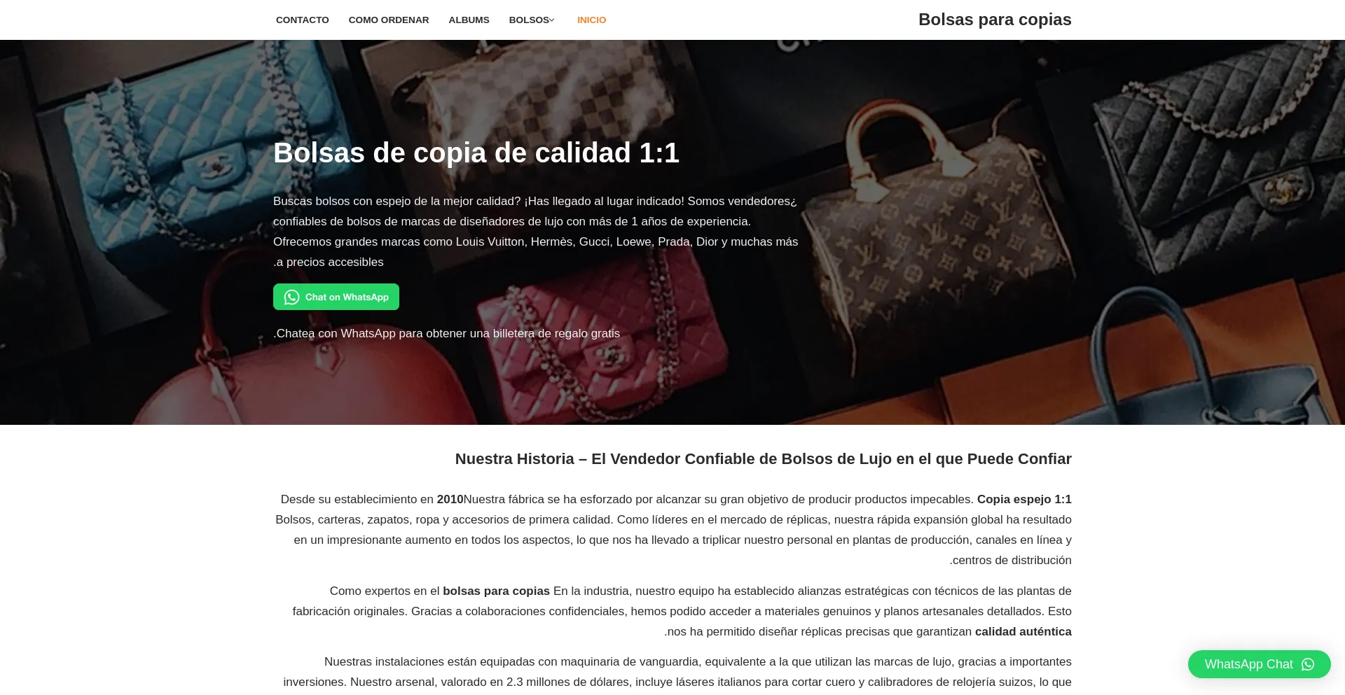 Website screenshot of Marcasdebolsos.es
