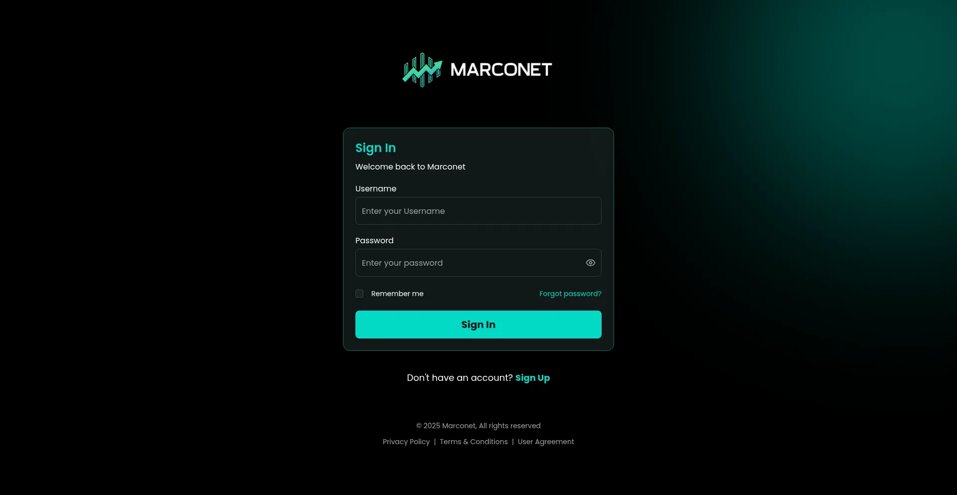 Website screenshot of Marconet.live