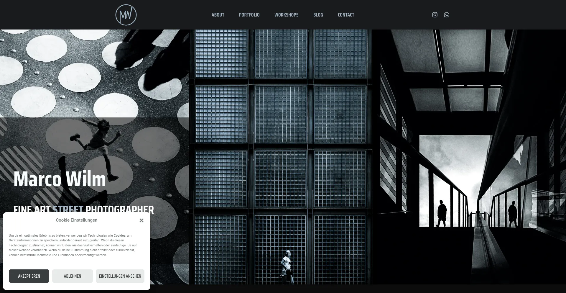 Website screenshot of Marcowilmphotography.com