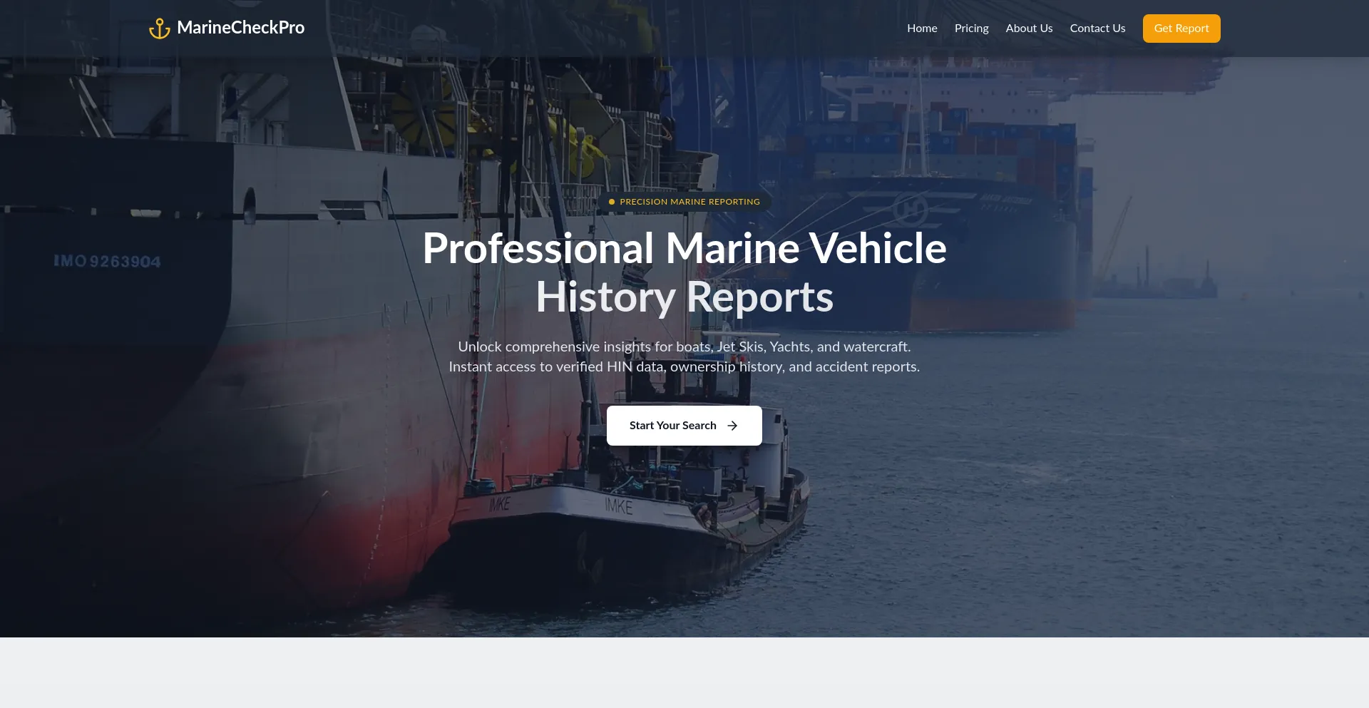 Website screenshot of Marinecheckpro.com