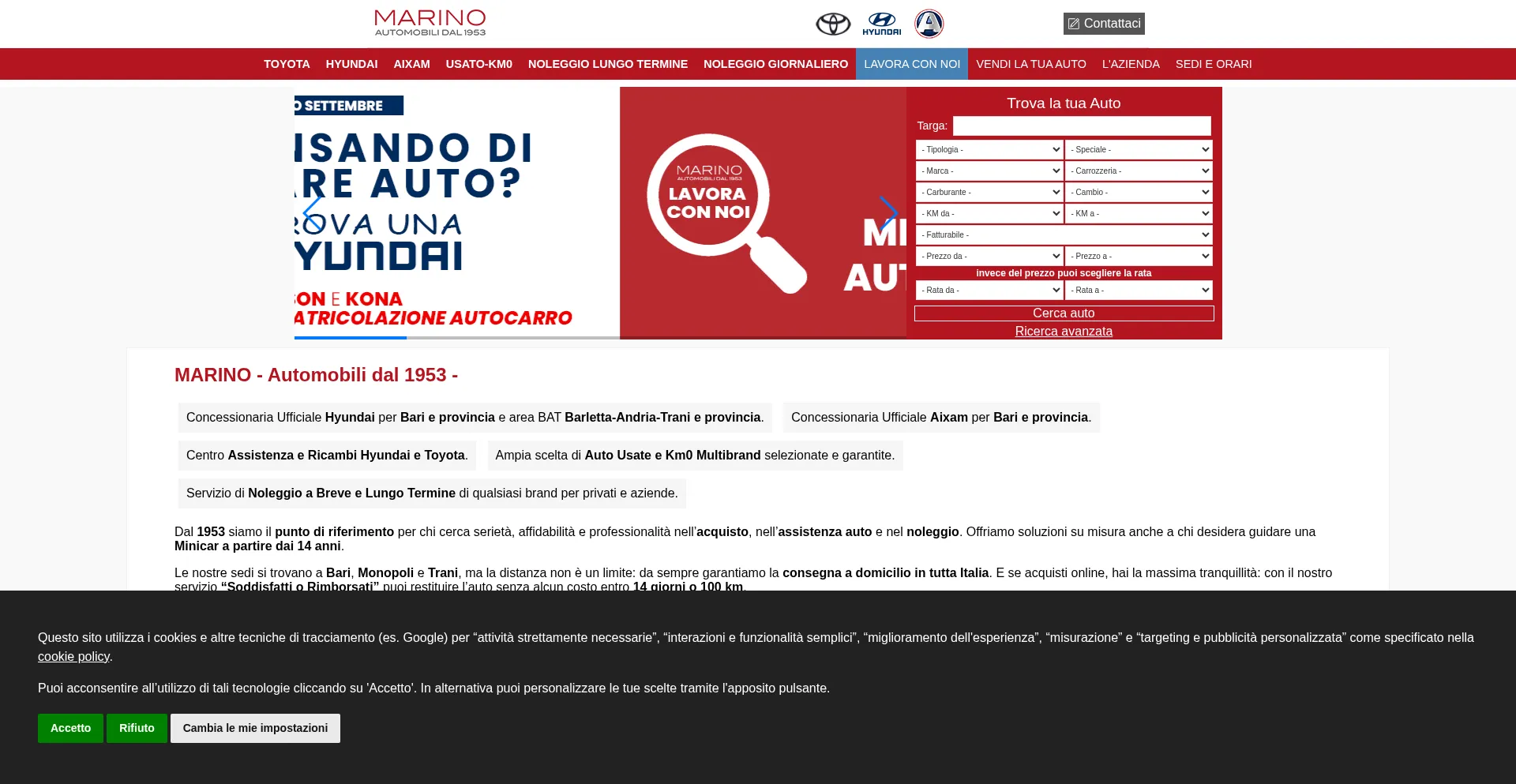 Website screenshot of Marinoautomobili.it
