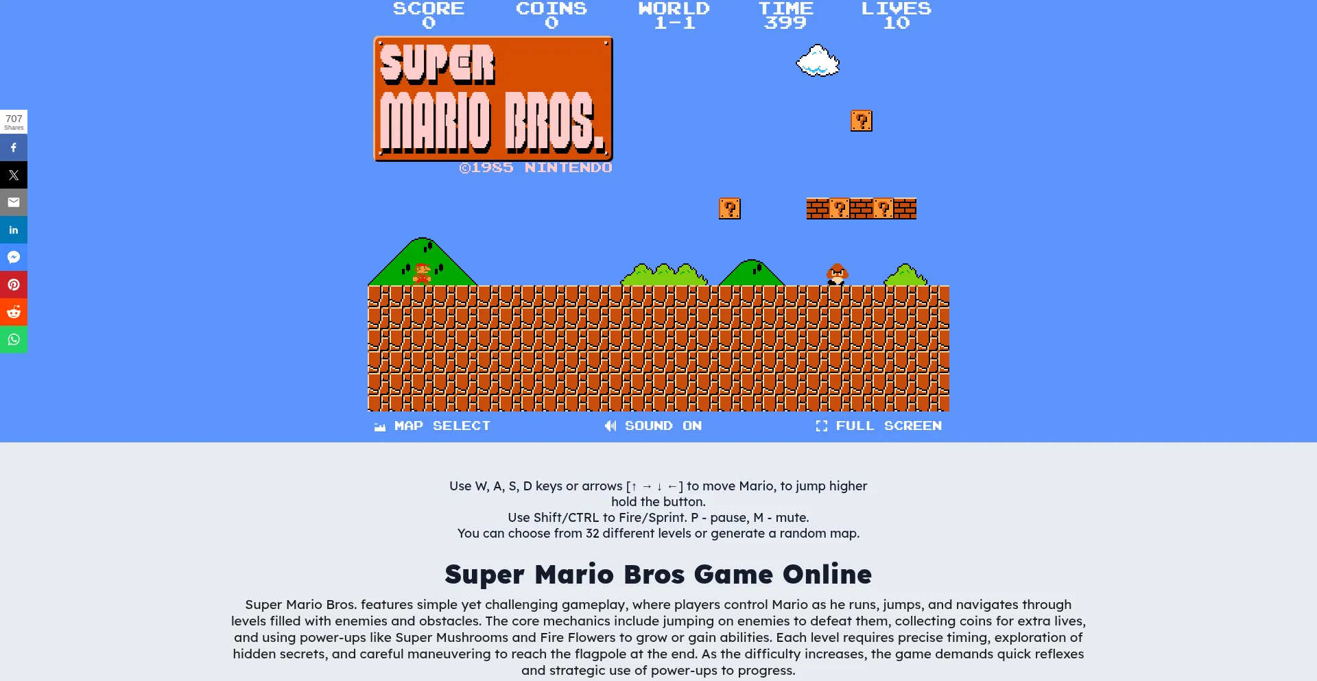 Website screenshot of Mariogame.org