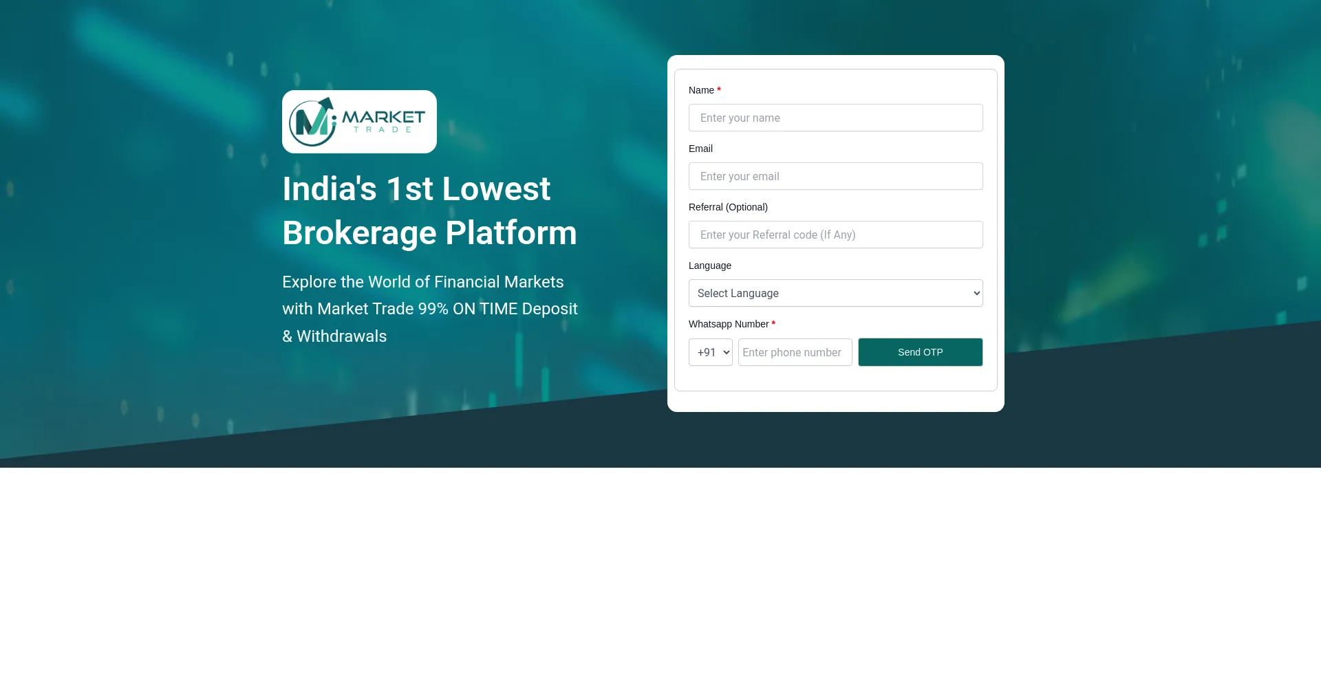 Website screenshot of Markettrade.in