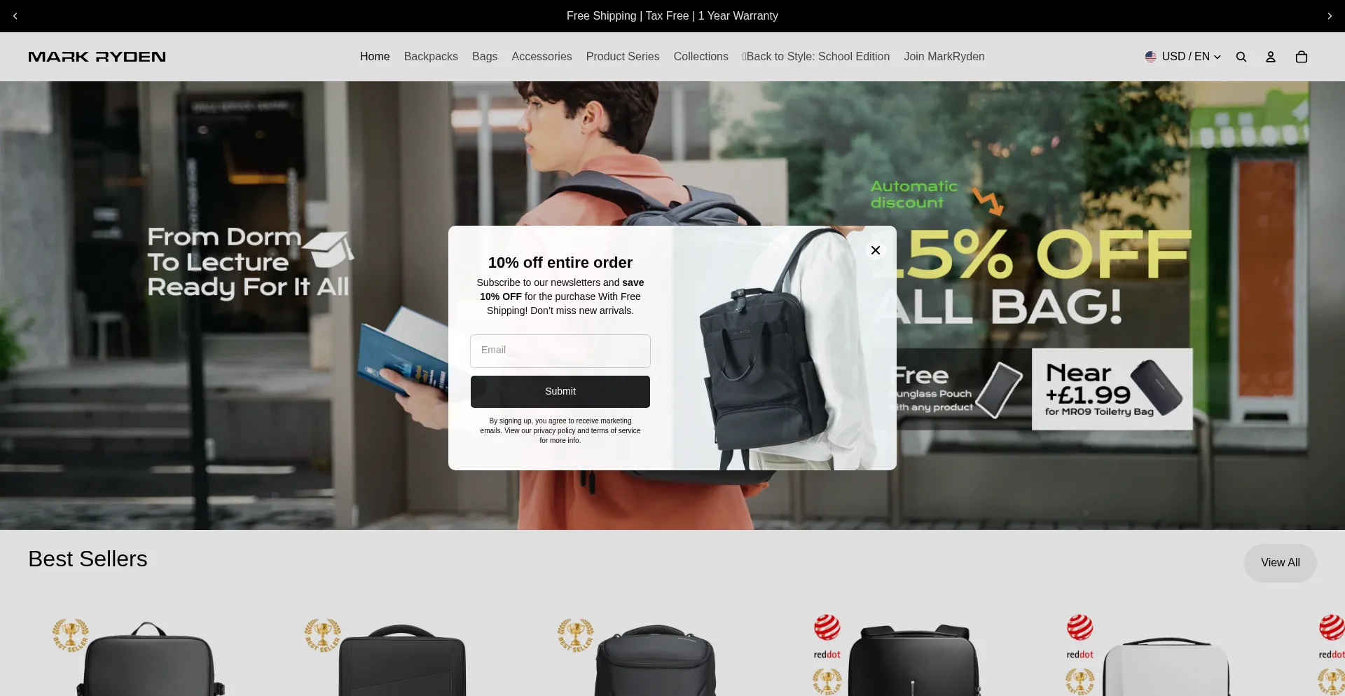 Website screenshot of Markrydenglobal.com