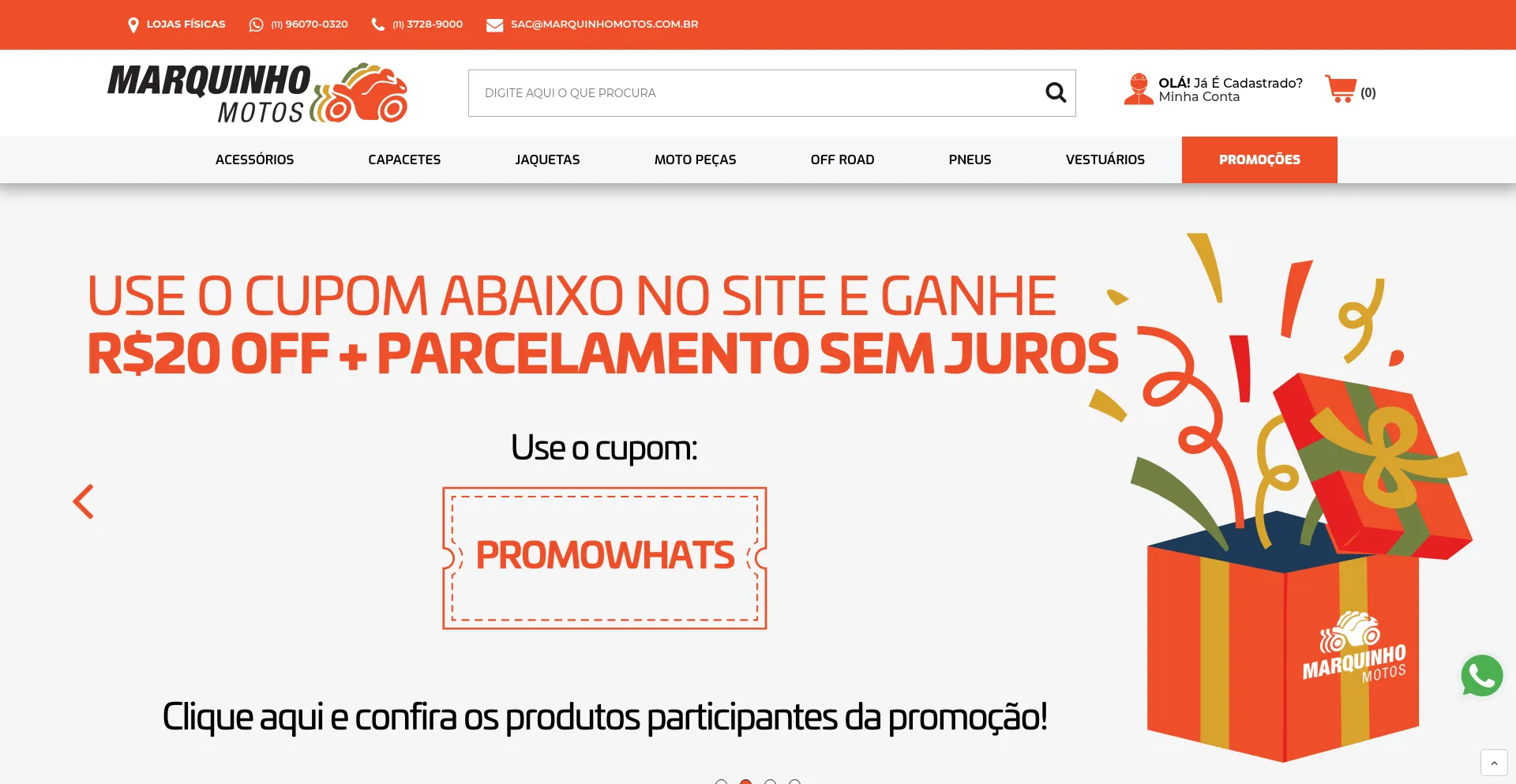 Website screenshot of Marquinhomotos.com.br