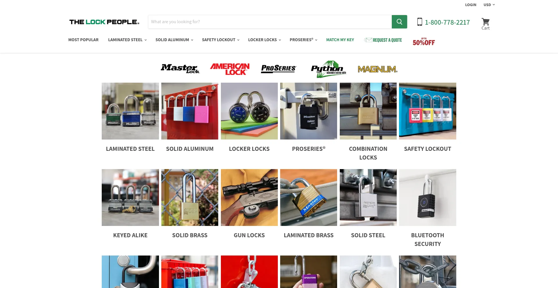 Website screenshot of Masterlocks.com