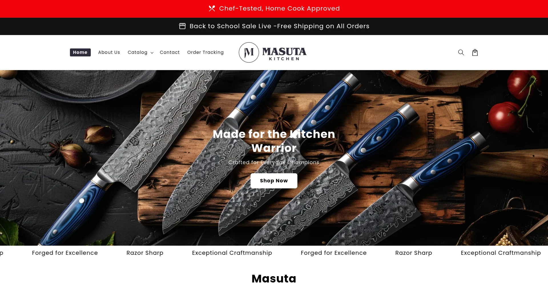 Website screenshot of Masutakitchen.com