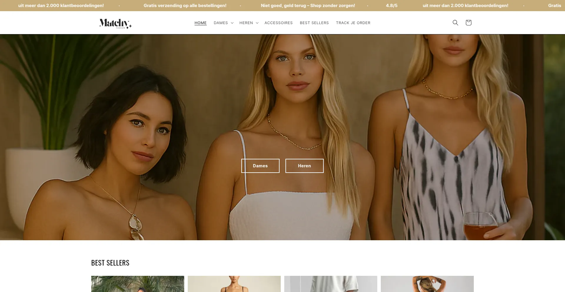 Website screenshot of Matchyfashion.nl