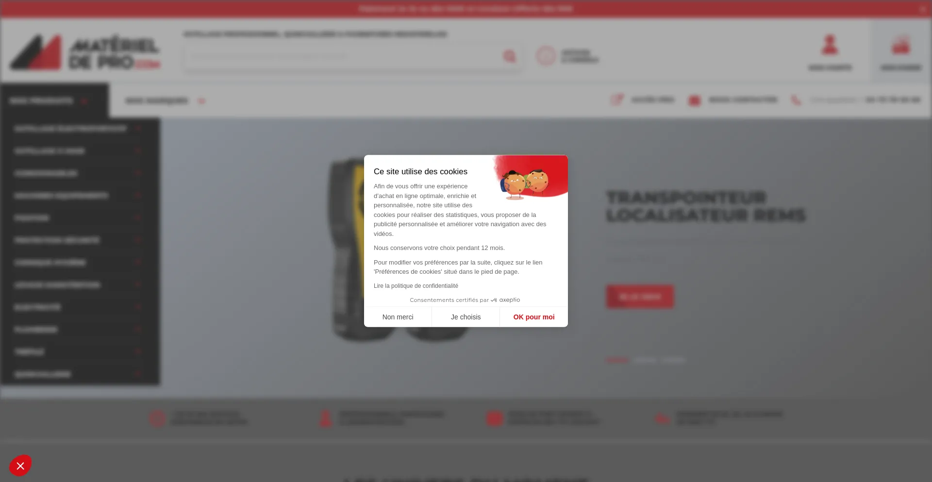 Website screenshot of Materiel-de-pro.com
