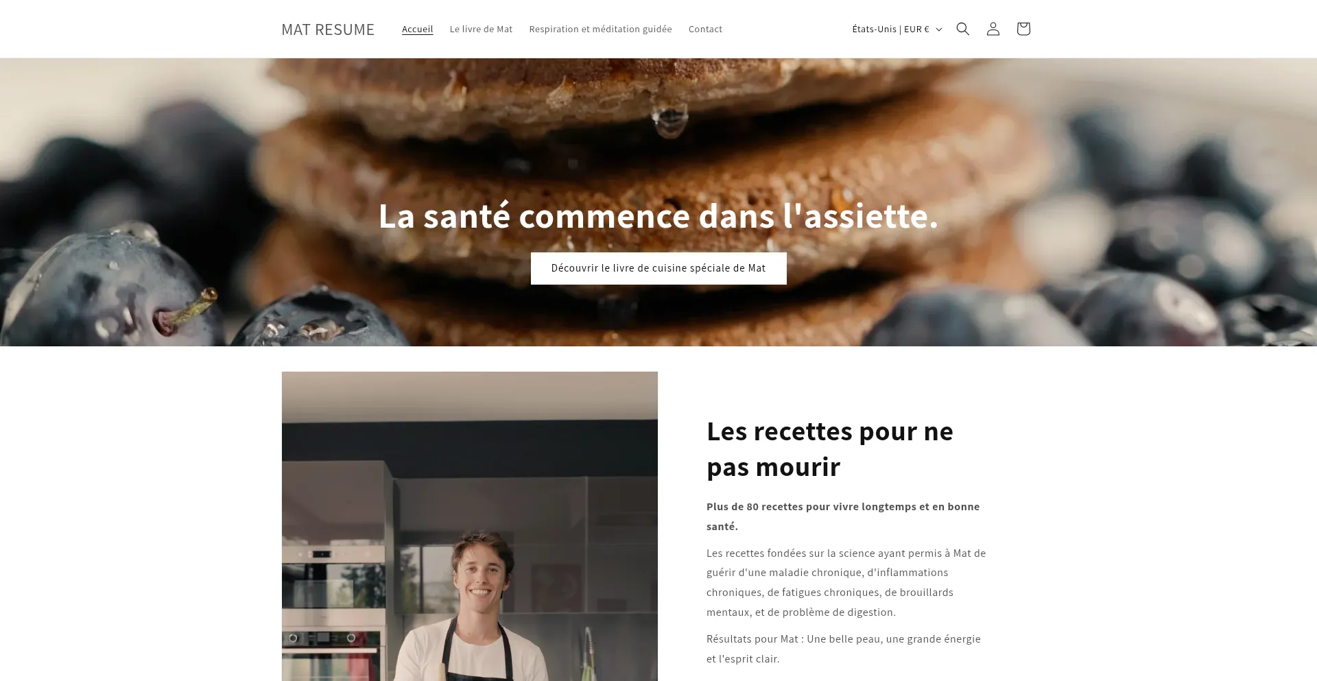 Website screenshot of Matresume.com