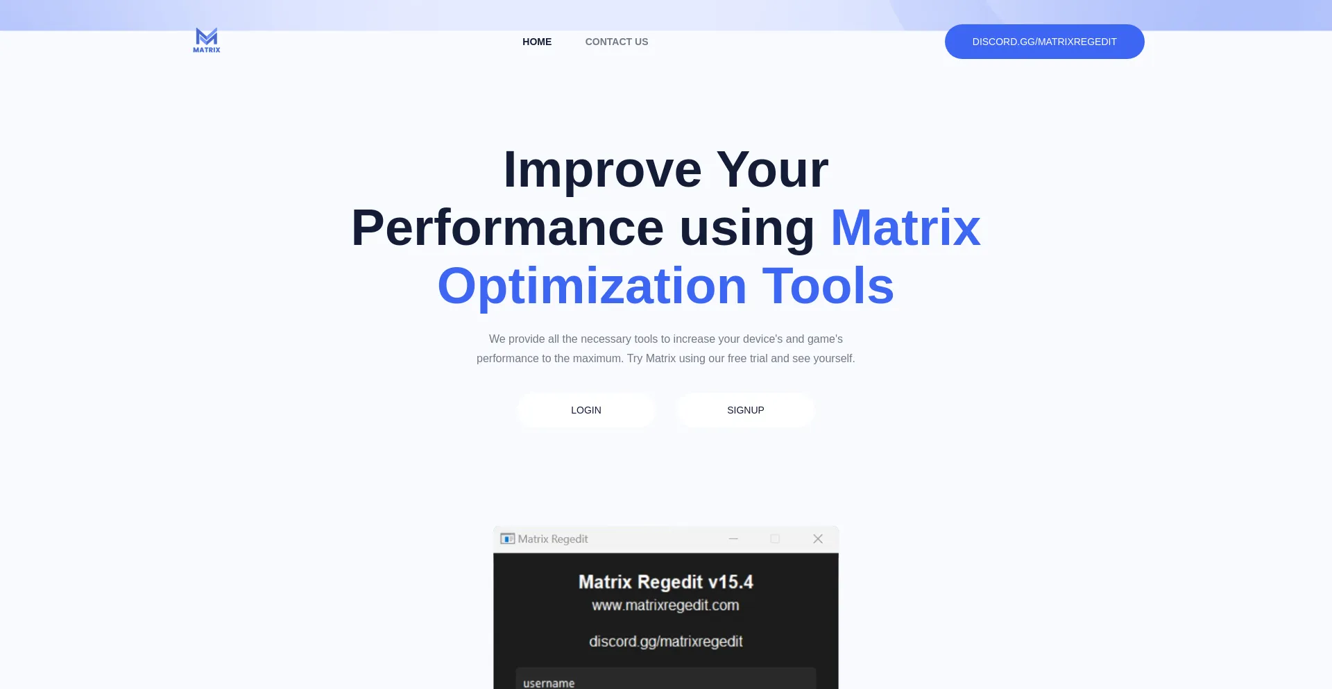 Website screenshot of Matrixregedit.com
