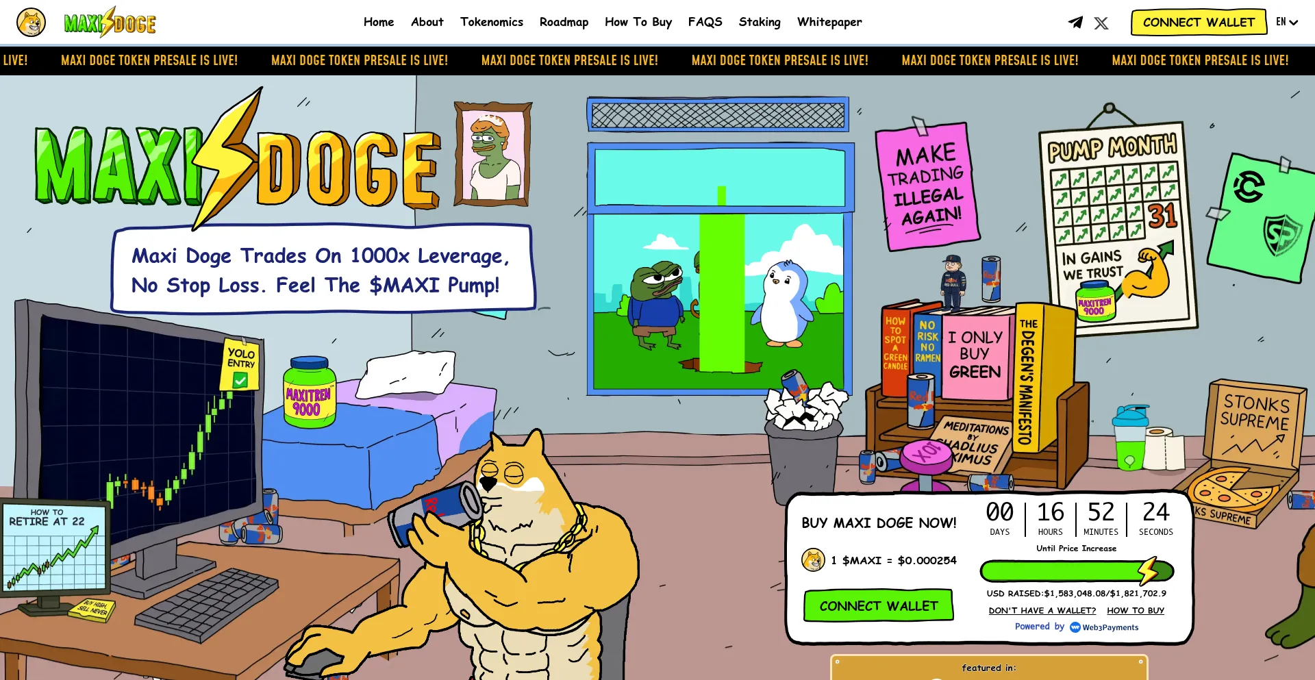 Website screenshot of Maxidogetoken.com
