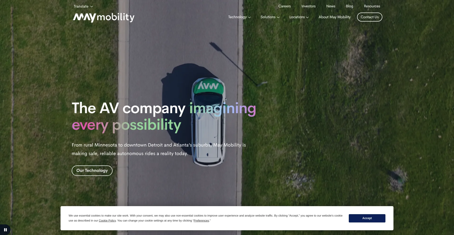 Website screenshot of Maymobility.com