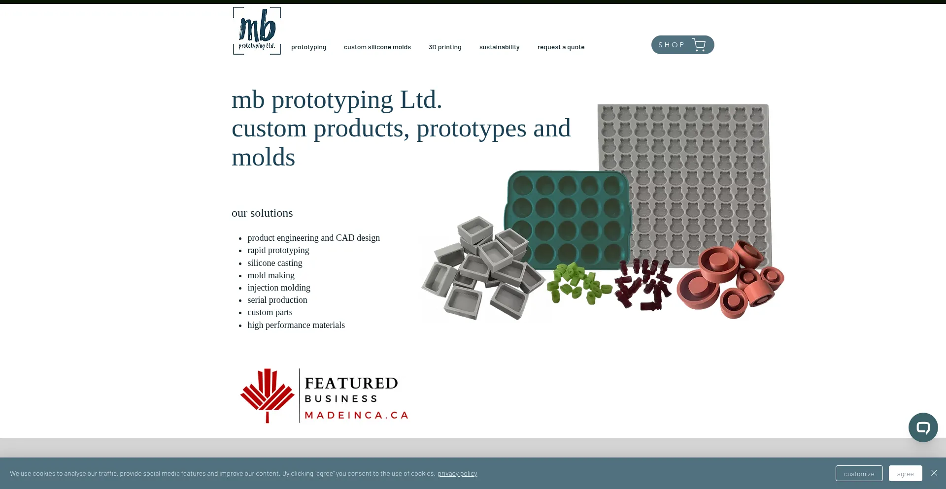 Website screenshot of Mbprototyping.com
