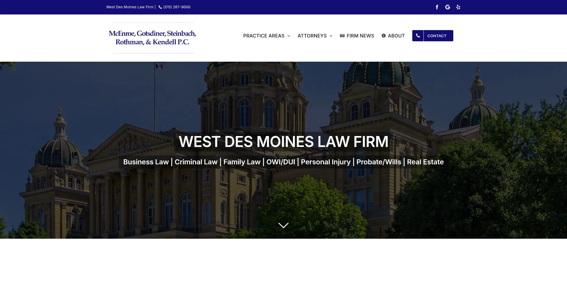 Website screenshot of Mcenroelaw.com