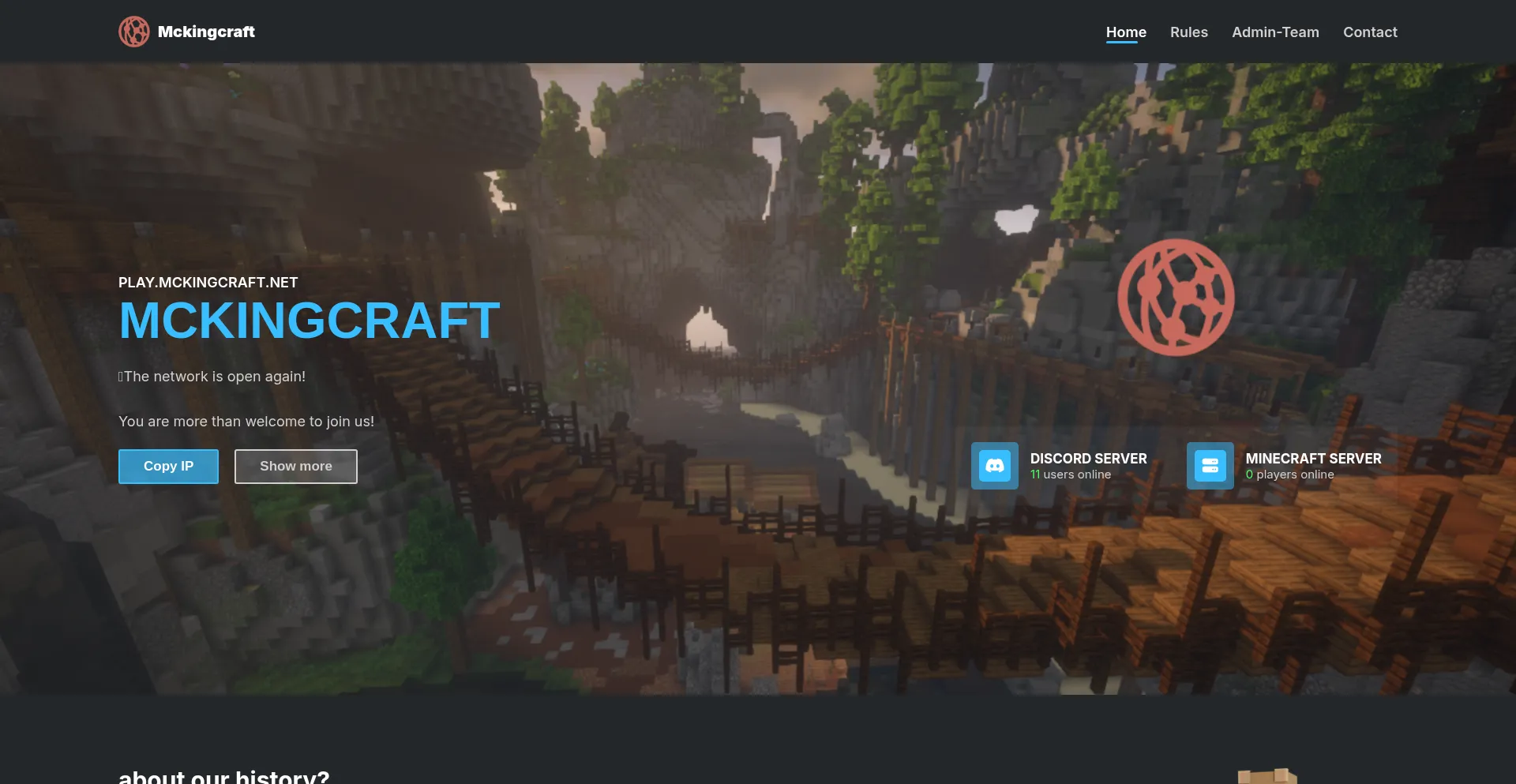 Website screenshot of Mckingcraft.net