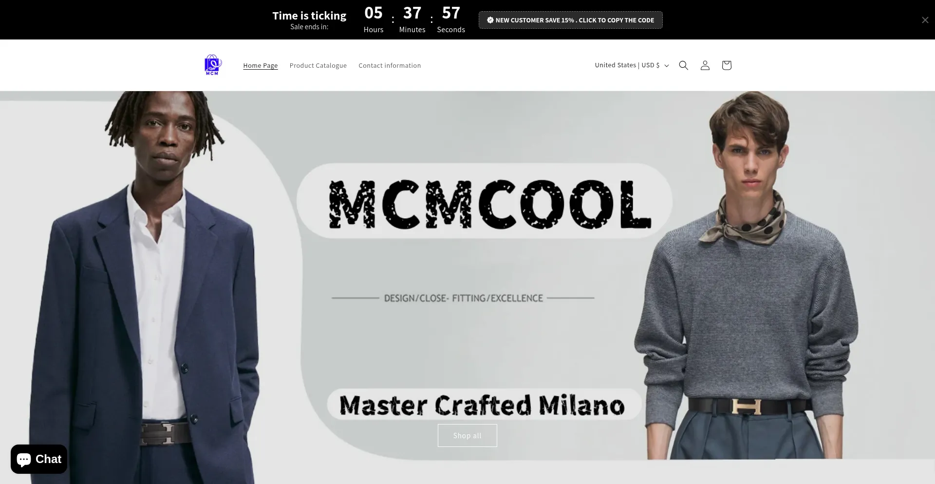 Website screenshot of Mcmcool.com