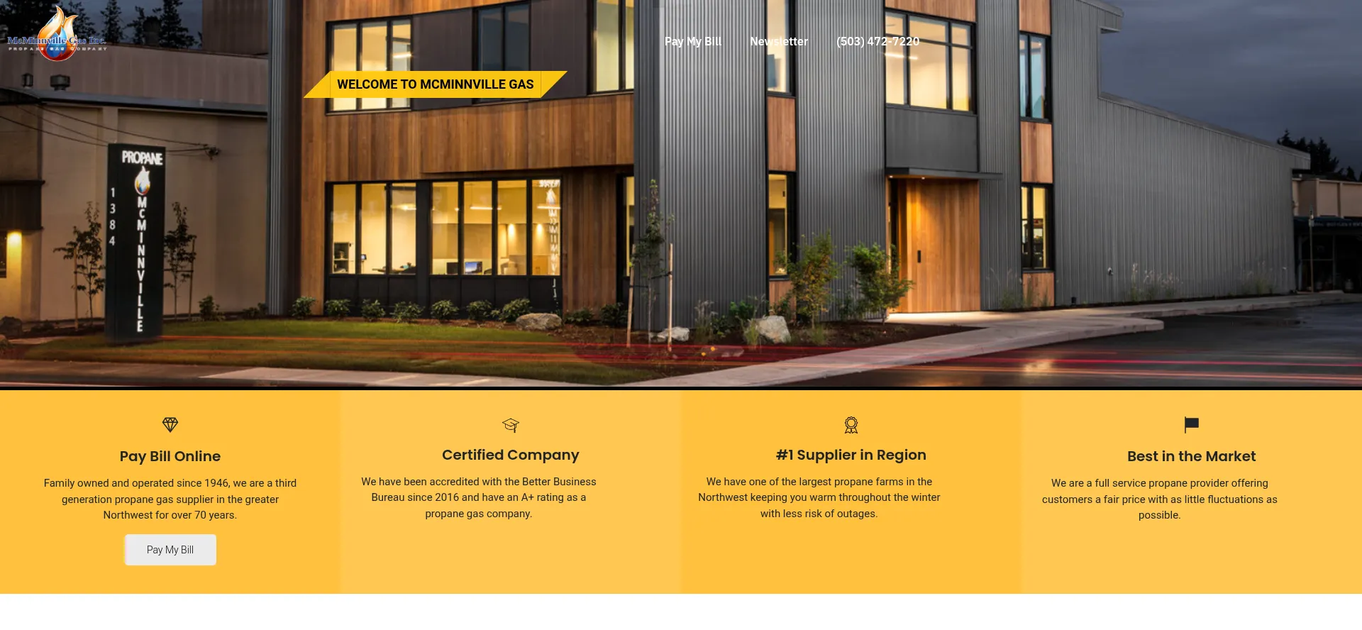 Website screenshot of Mcminnvillegas.com