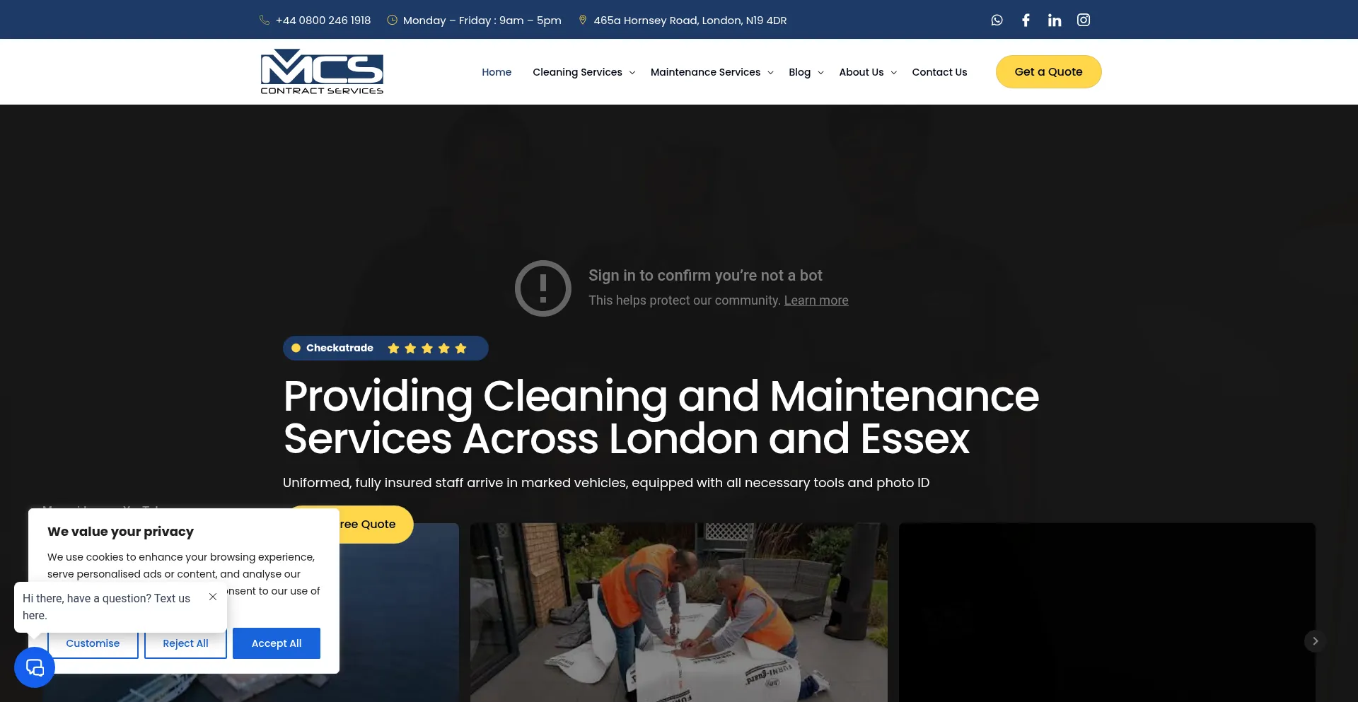 Website screenshot of Mcscontracts.co.uk