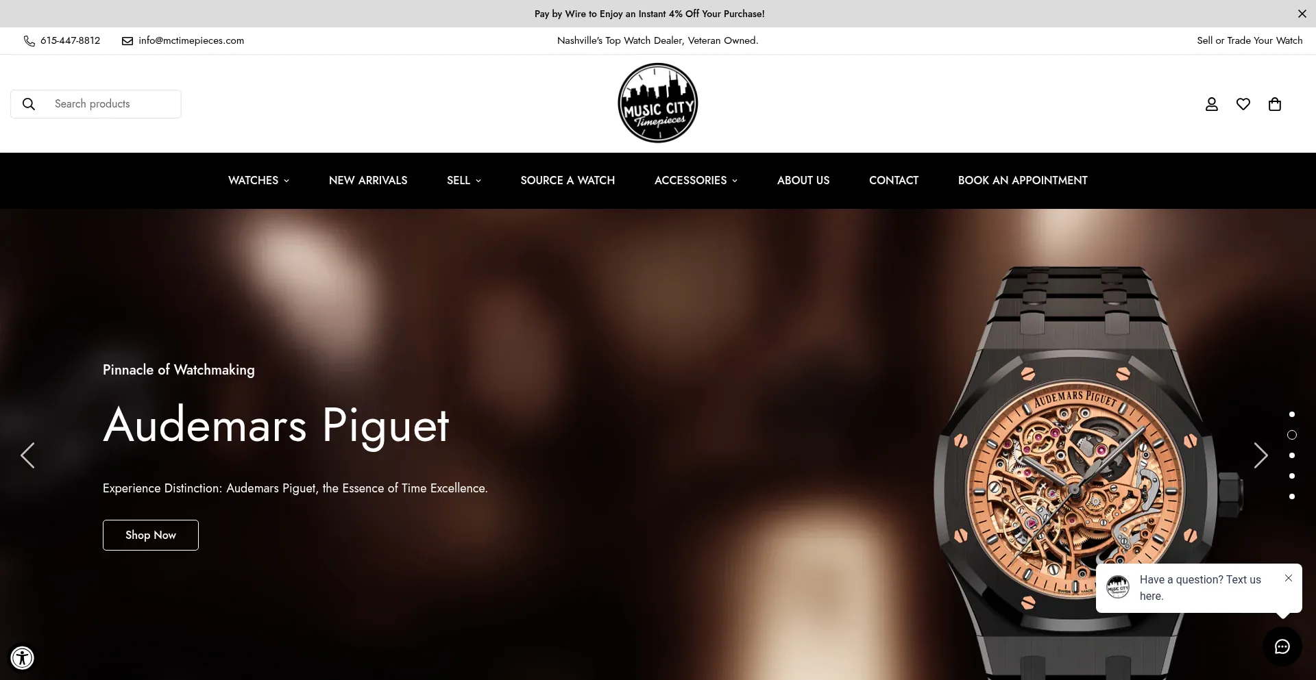 Website screenshot of Mctimepieces.com
