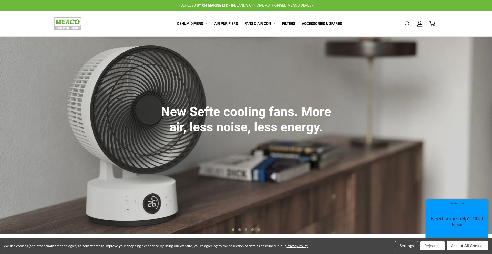 Website screenshot of Meaco.ie