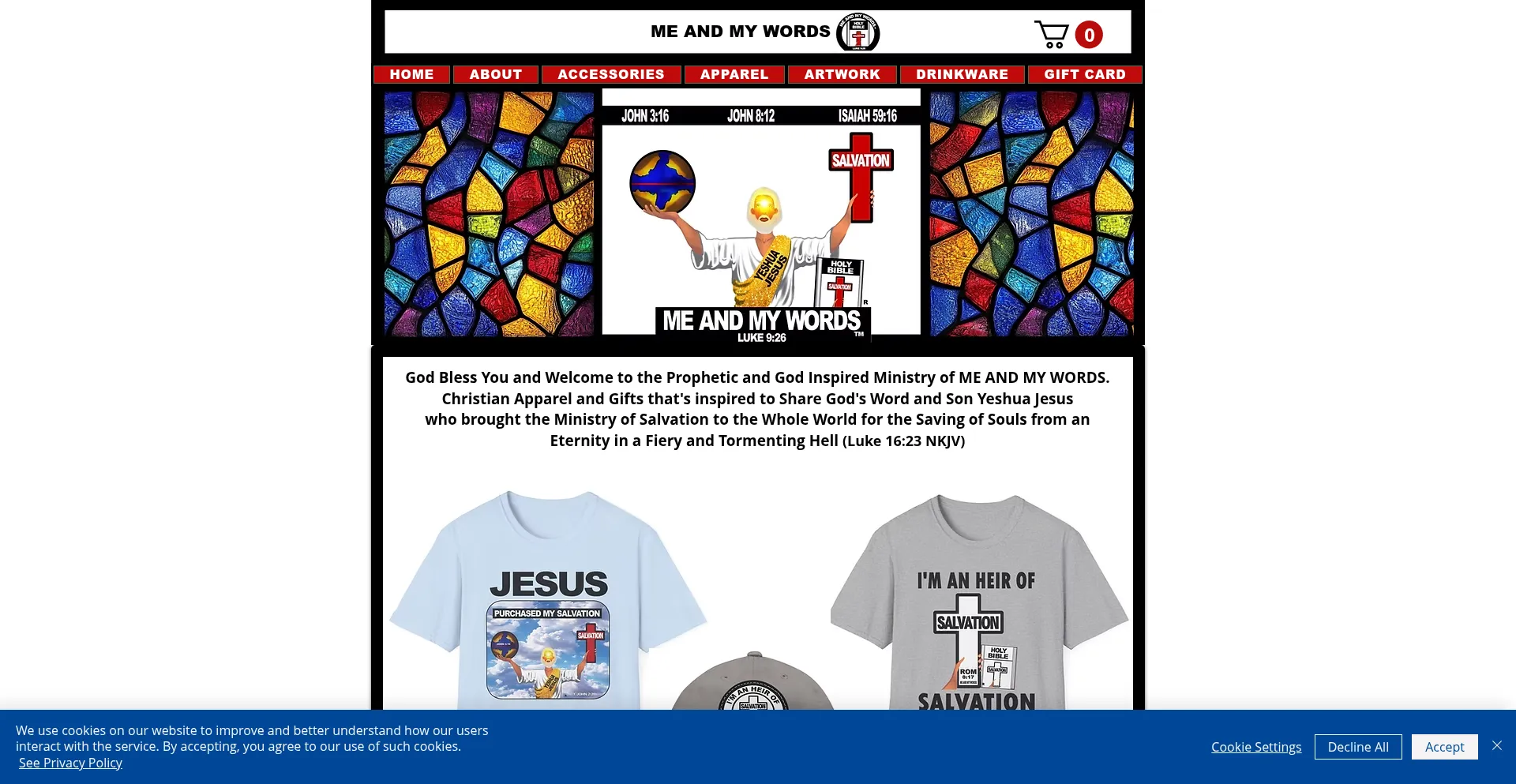 Website screenshot of Meandmywords.com