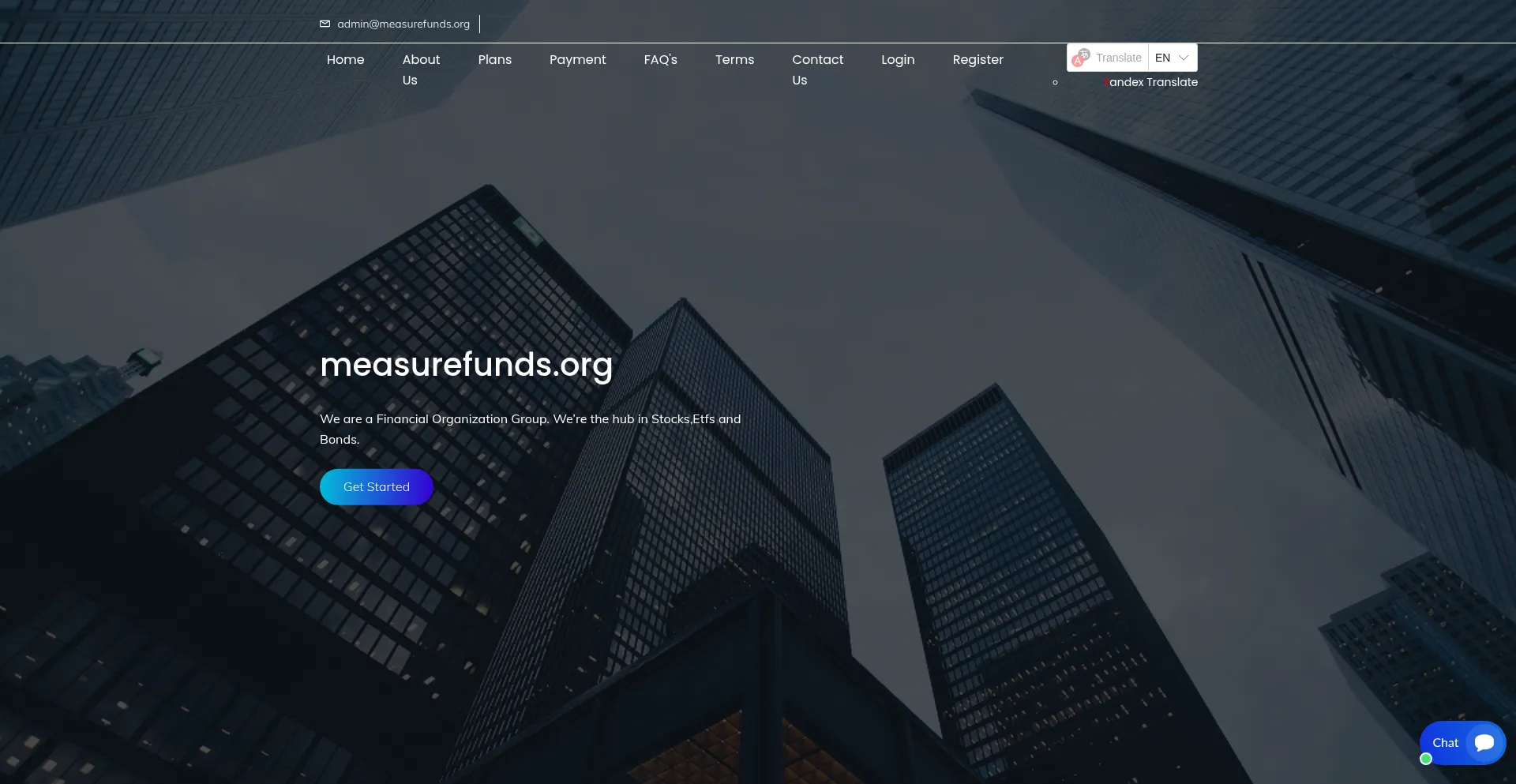 Website screenshot of Measurefunds.org