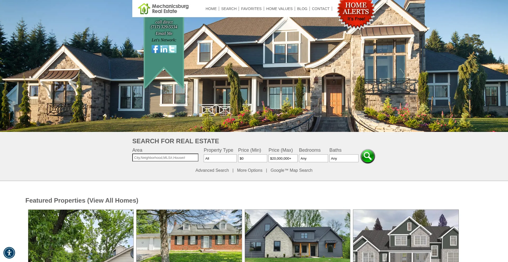 Website screenshot of Mechanicsburgrealestate.info