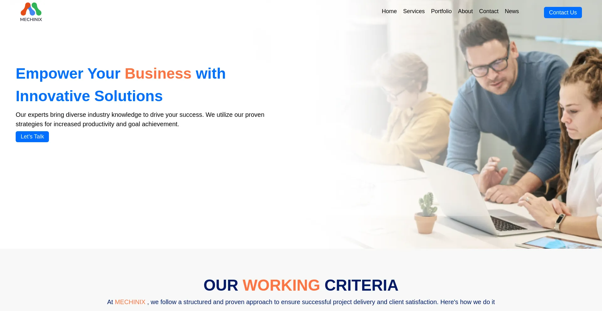 Website screenshot of Mechinix.com