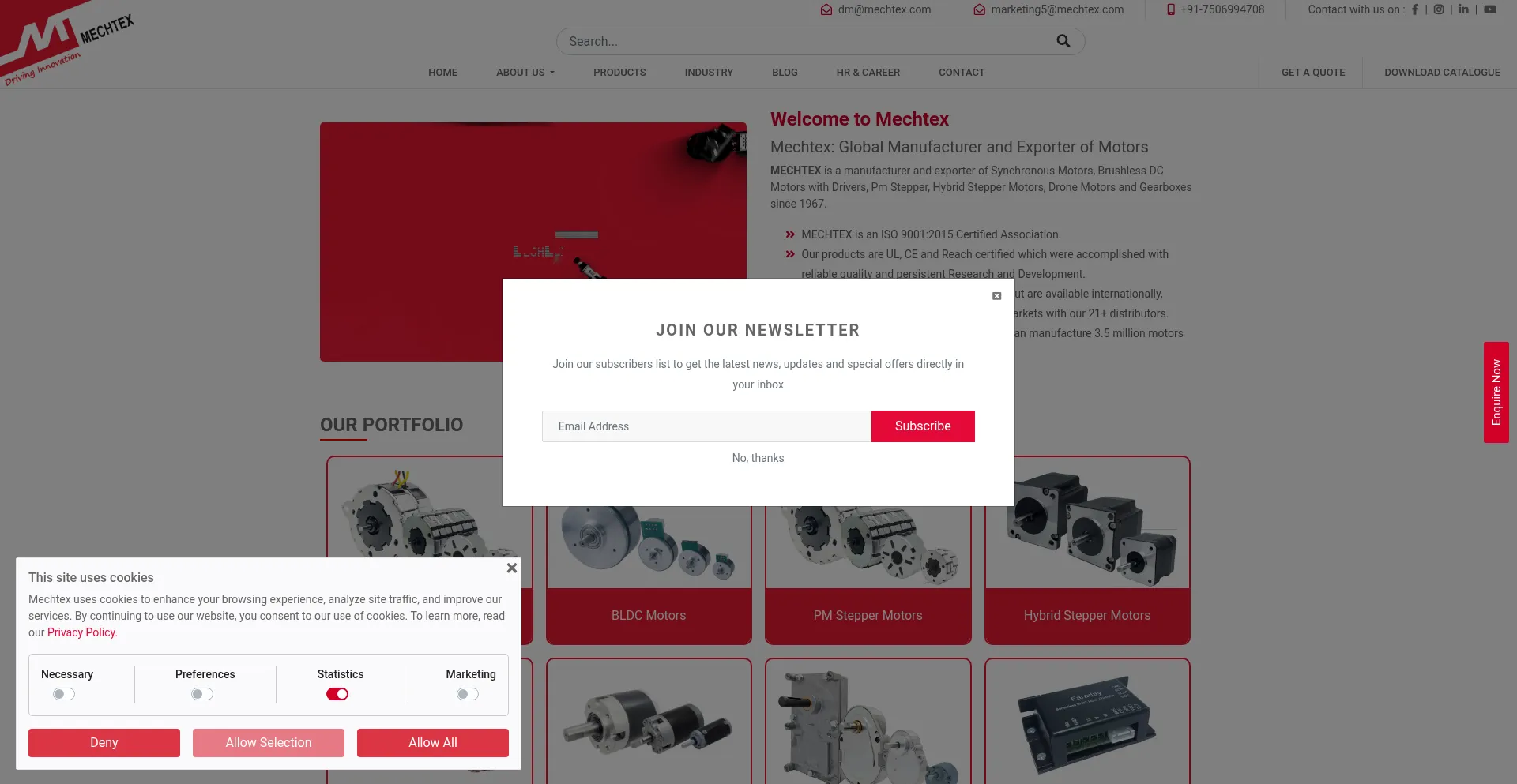 Website screenshot of Mechtex.com