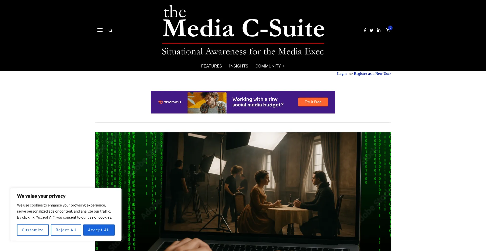 Website screenshot of Mediacsuite.com