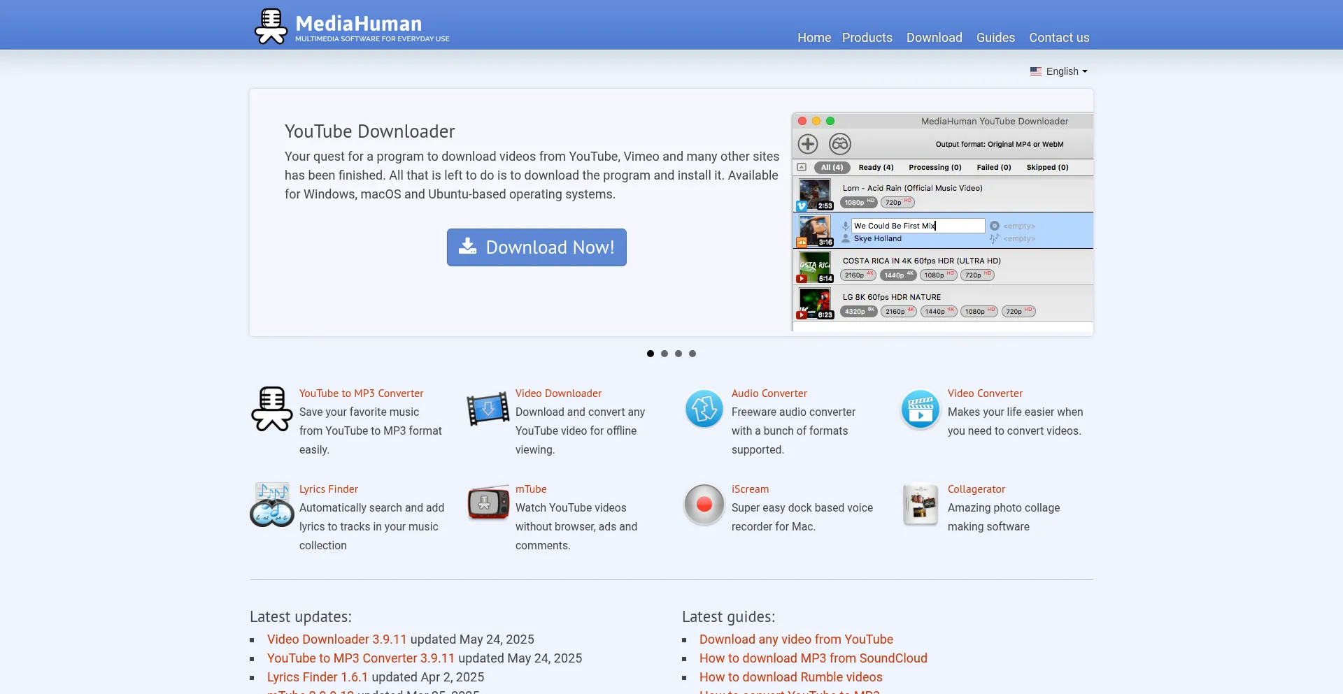 Website screenshot of Mediahuman.com
