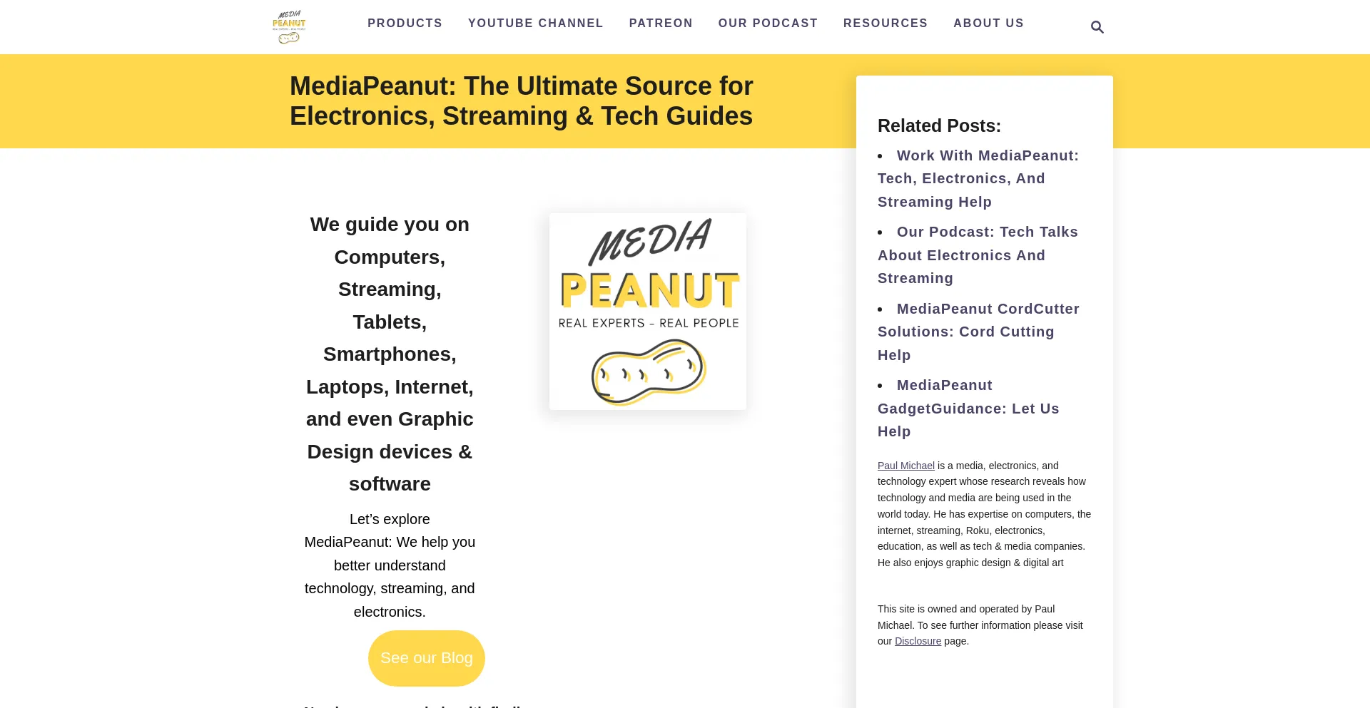 Website screenshot of Mediapeanut.com