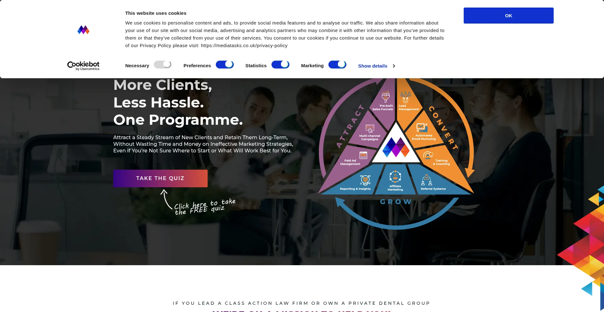 Website screenshot of Mediatasks.co.uk