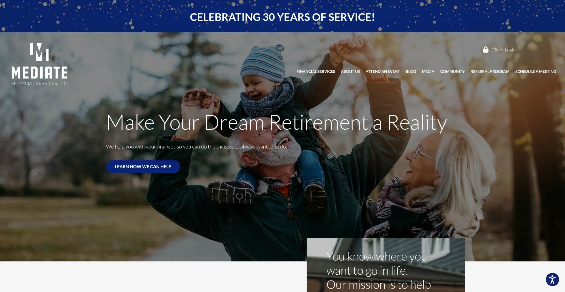 Website screenshot of Mediatefinancial.com