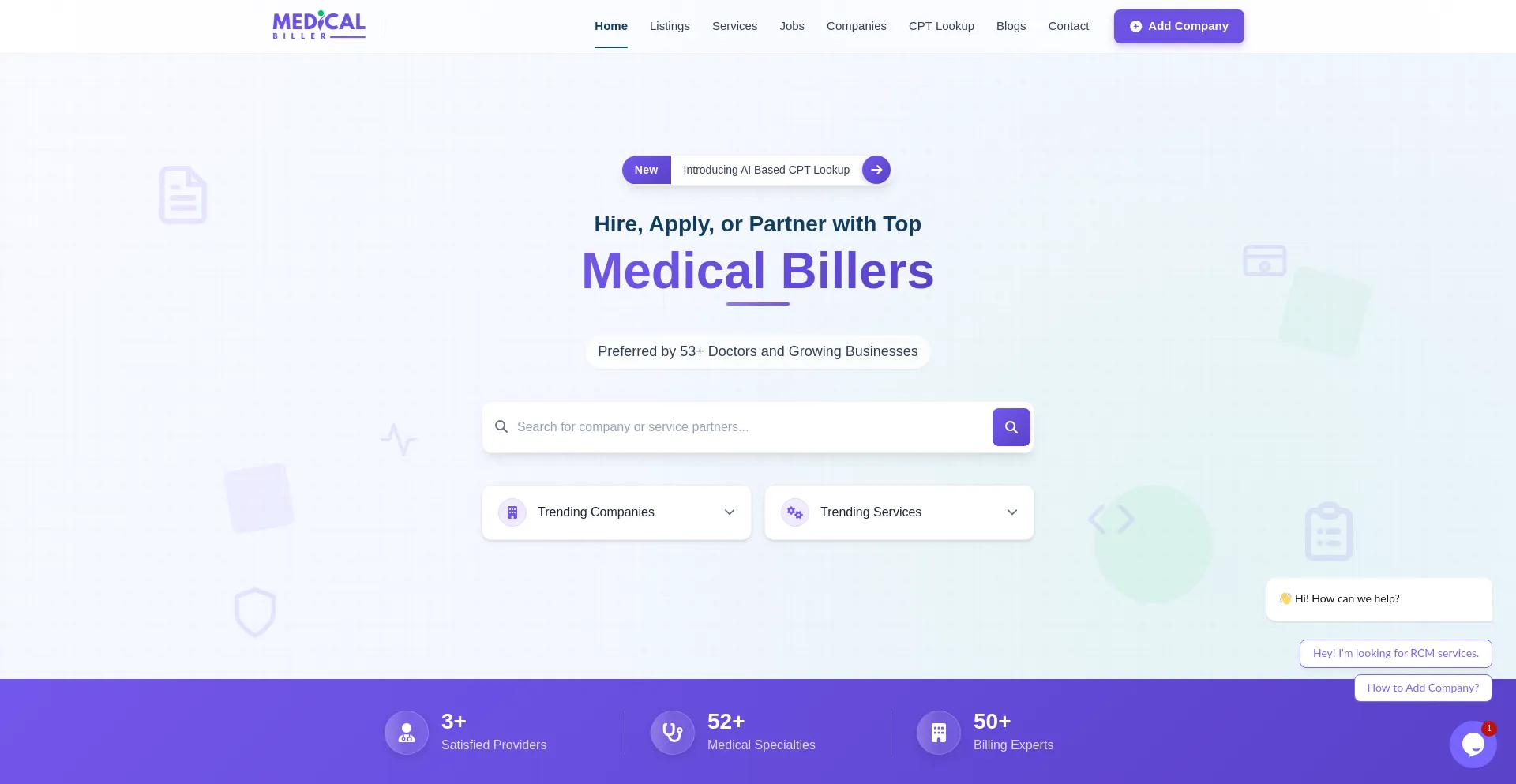 Website screenshot of Medicalbiller.co