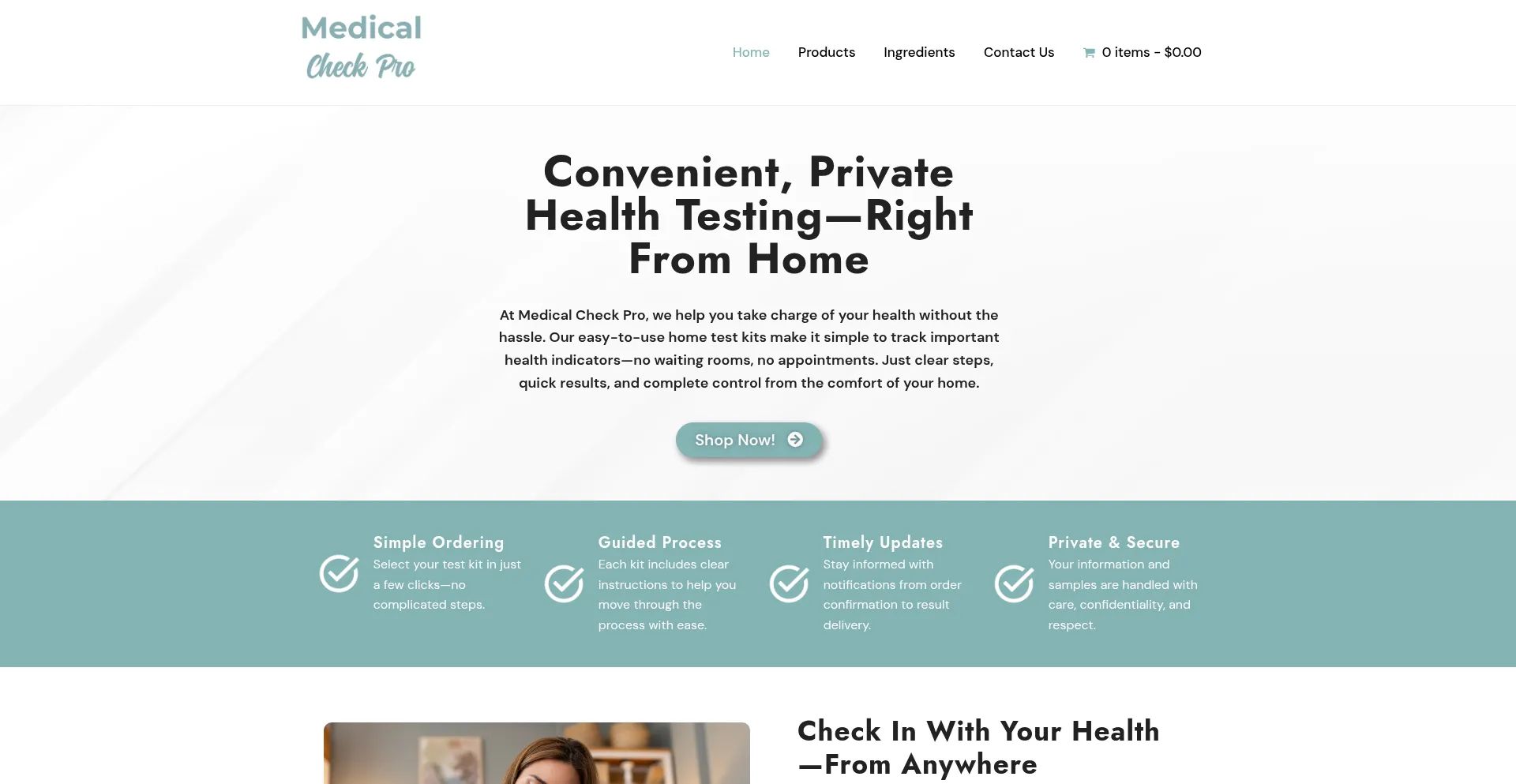 Website screenshot of Medicalcheckpro.com