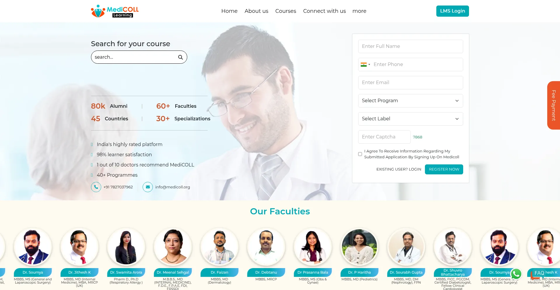 Website screenshot of Medicoll.org