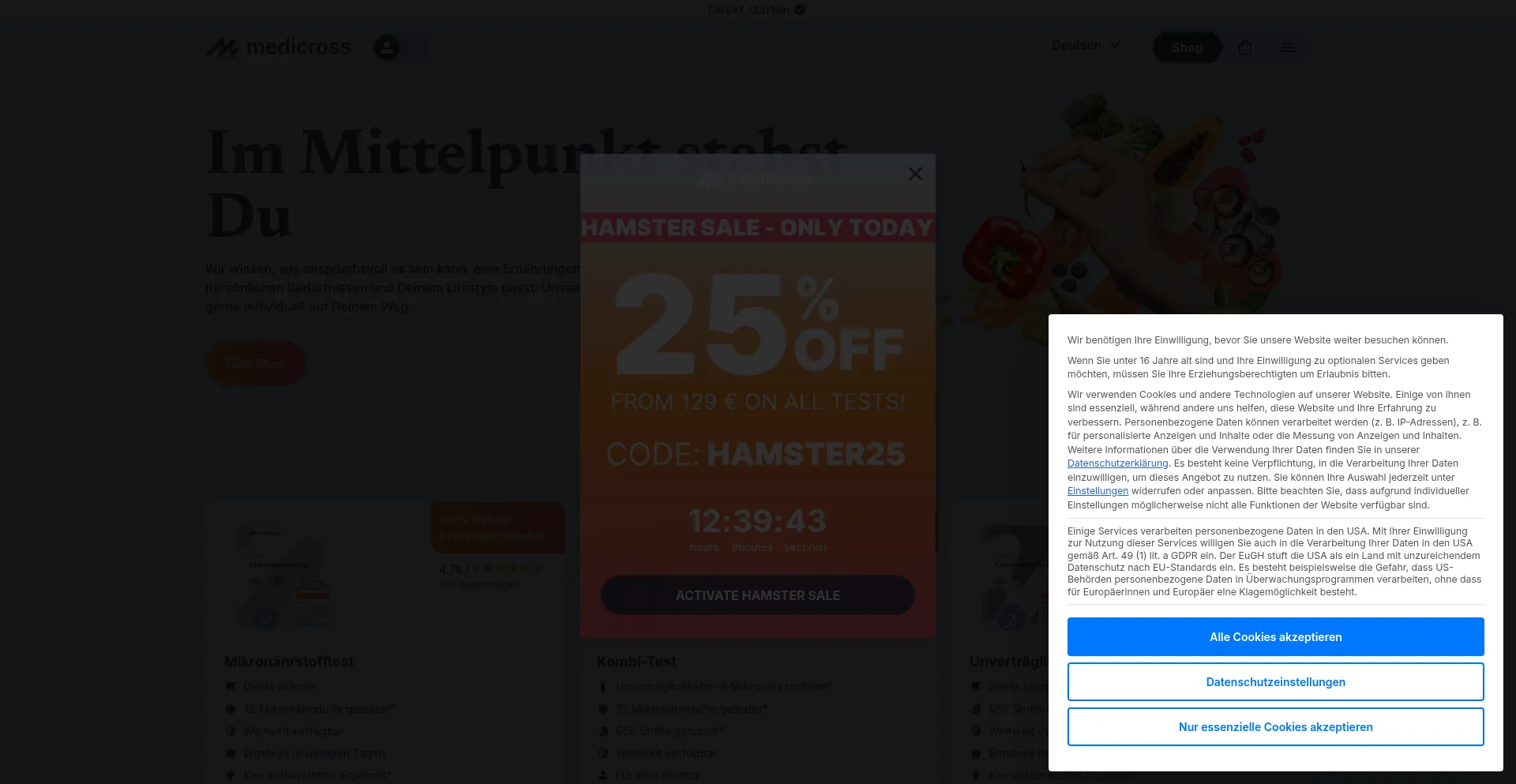 Website screenshot of Medicross.com