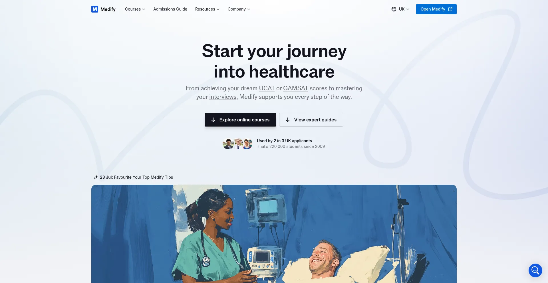 Website screenshot of Medify.co