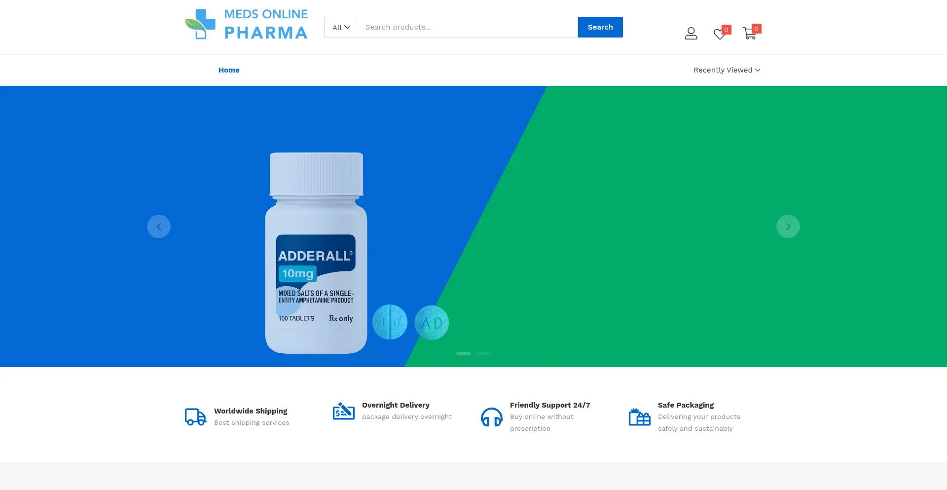 Website screenshot of Medsonlinepharma.com